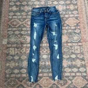 Maurices Blue Skinny Distressed Jeans